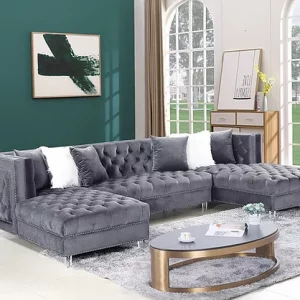 Grey Velvet Sectional Sofa