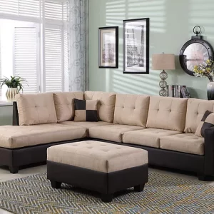 Beige Fabric Sectional Sofa