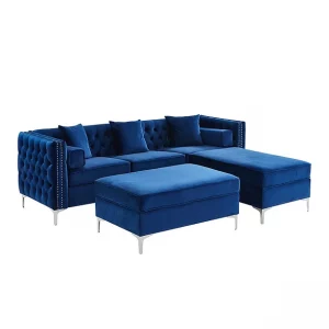 Blue Reversible Sectional Sofa