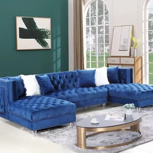 Blue Velvet Sectional Sofa
