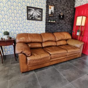 Genuine Leather Brown Couch