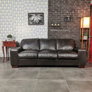 Real Leather Black Sofa