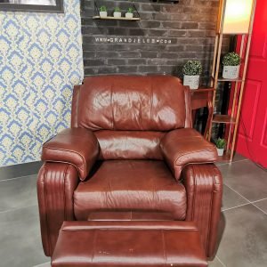 Real Leather Reclining Sofa Set