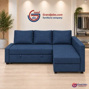 Workshop Refurbished Dark Blue Sofa Bed IKEA Friheten sofa bed at the Grand Jeles workshop