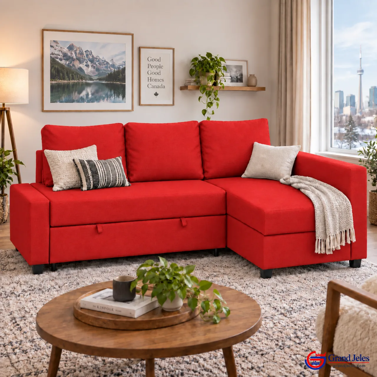 Fire Engine Red Sofa Bed – IKEA Friheten - Image 3