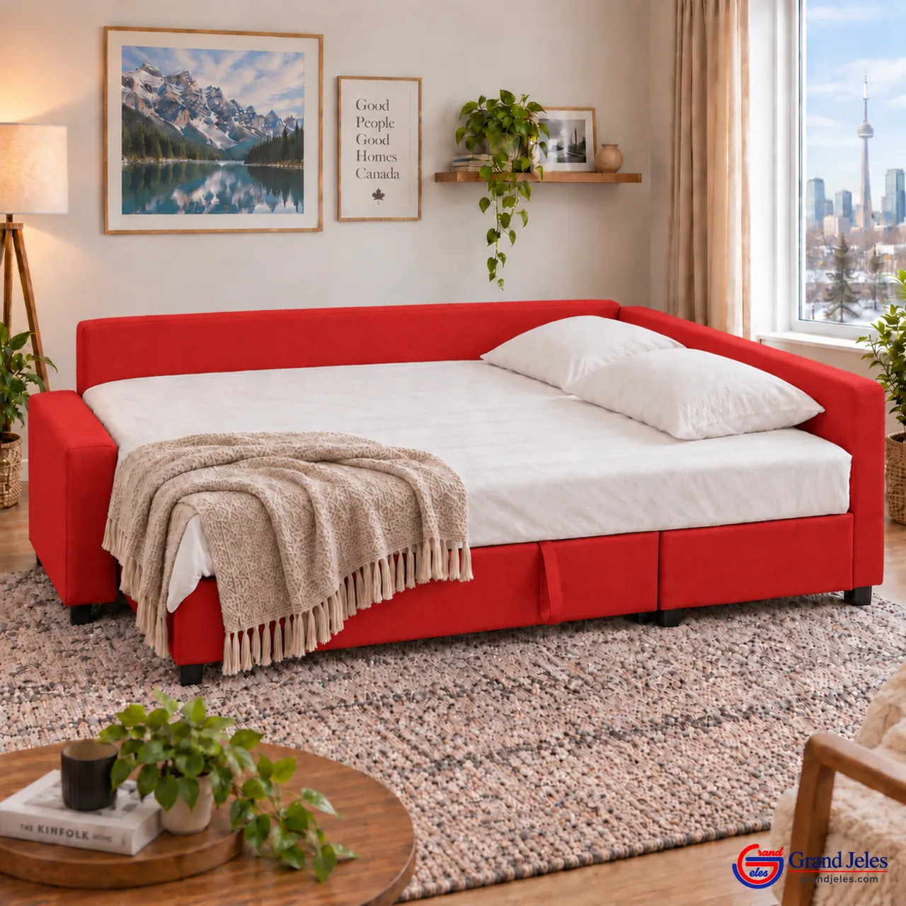 Fire Engine Red Sofa Bed – IKEA Friheten - Image 4
