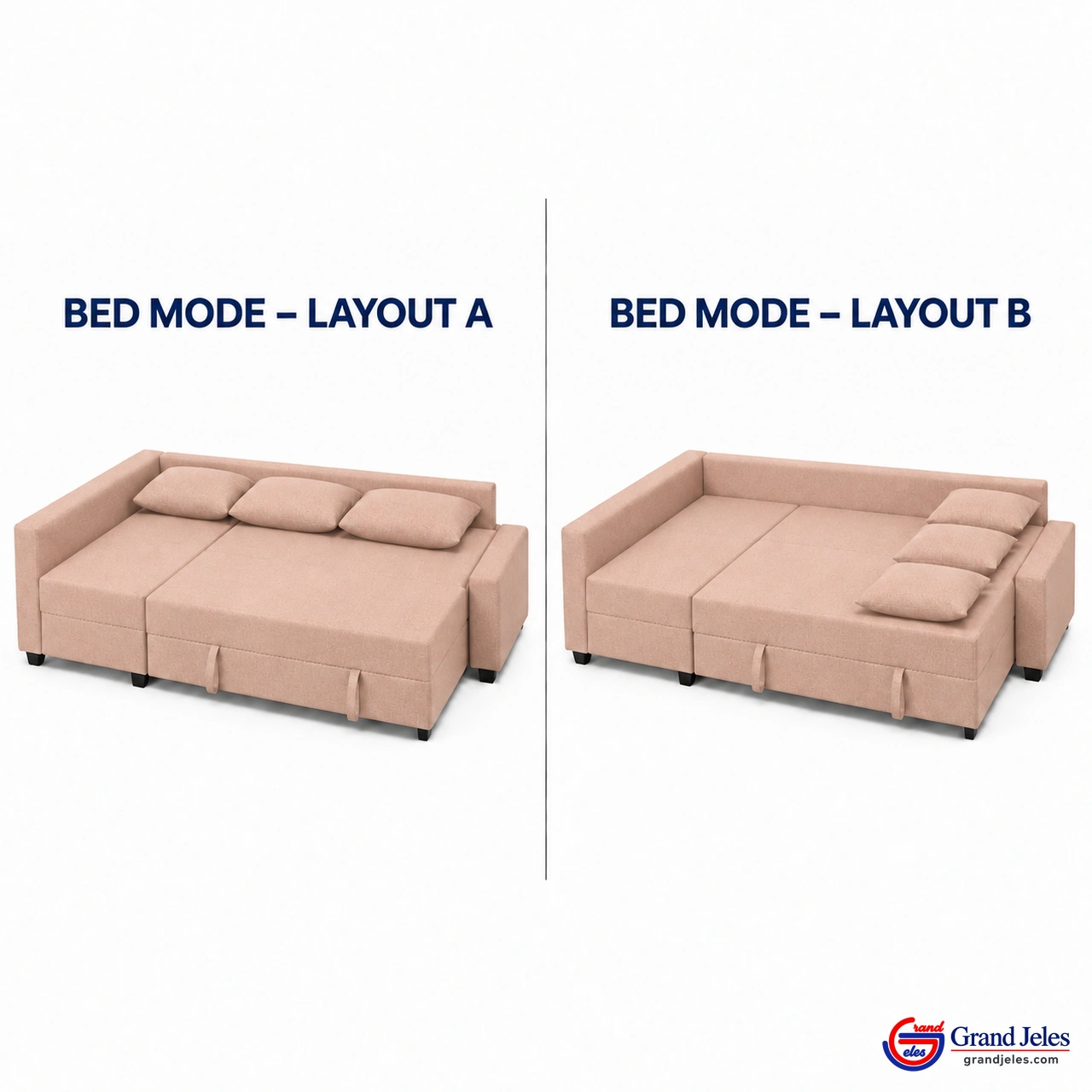 Bed Layouts Blush Pink Sofa Bed IKEA Friheten sofa bed shown in two bed mode layouts