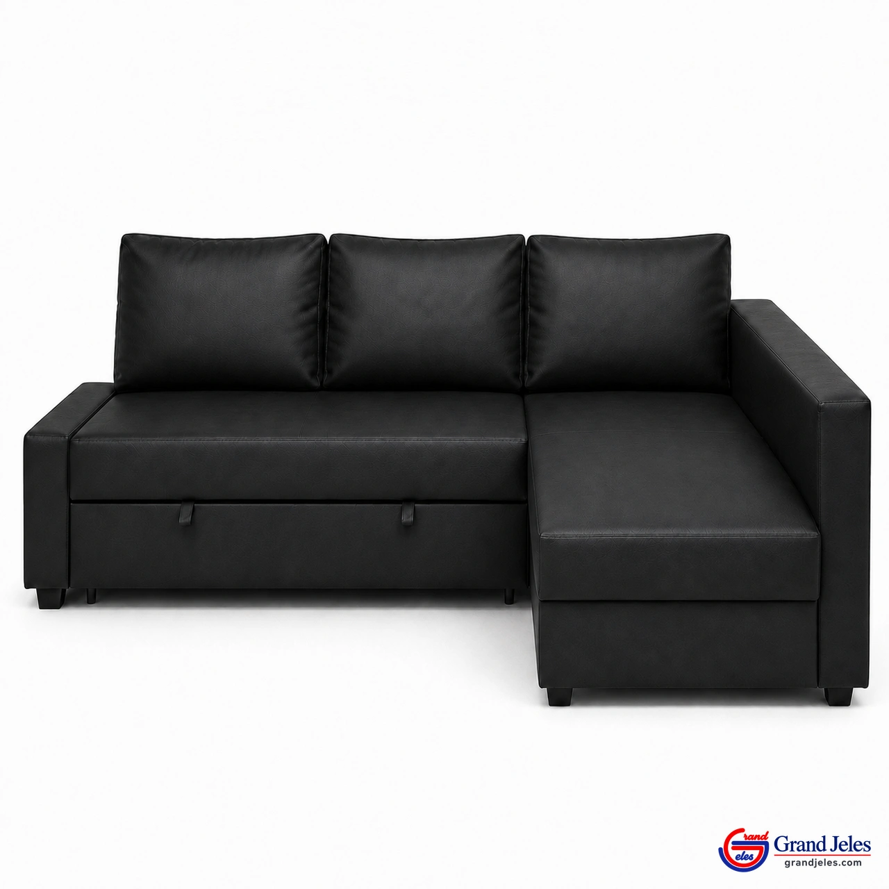 Black Faux Leather Sofa Bed – IKEA Friheten - Image 2