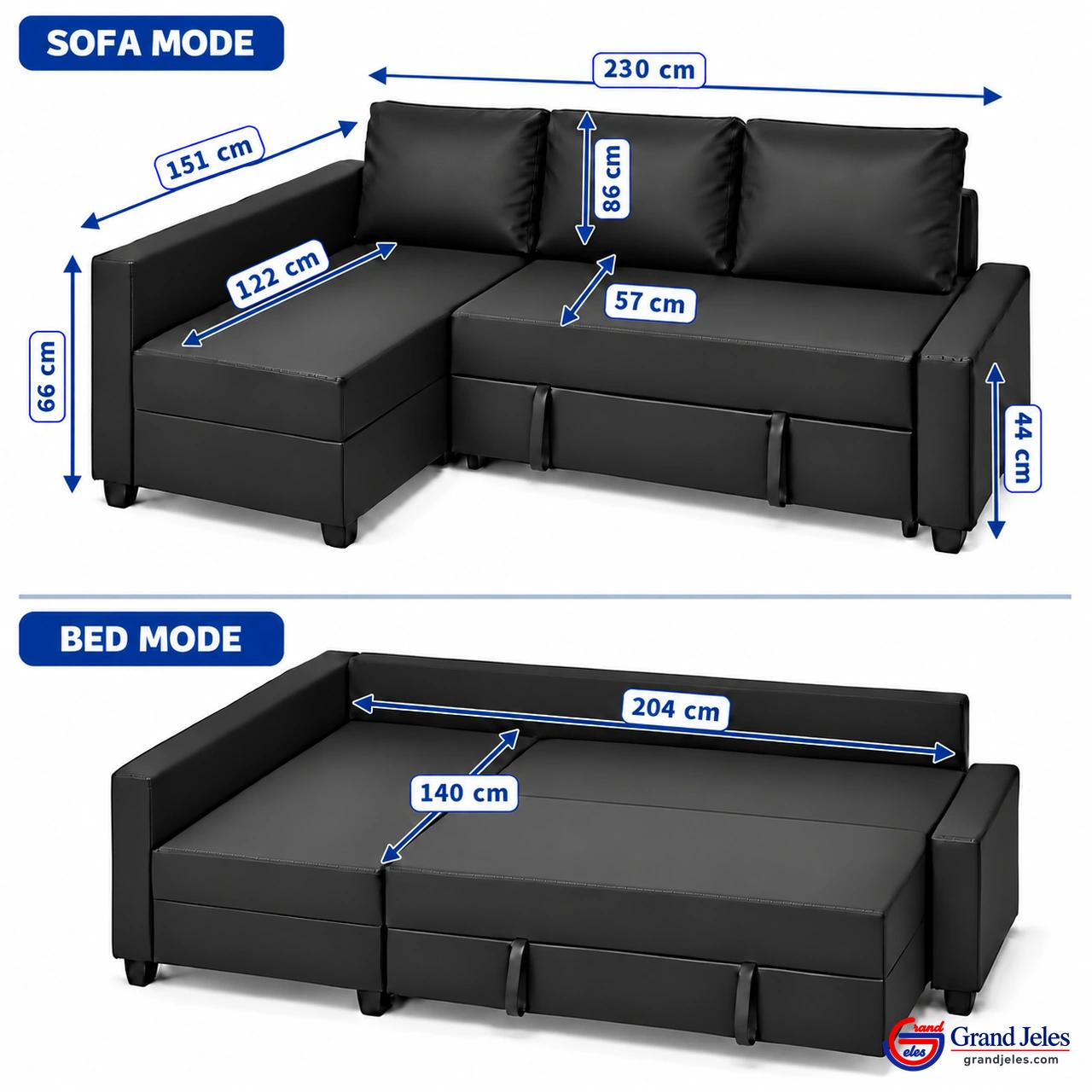 Black Faux Leather Sofa Bed – IKEA Friheten - Image 5