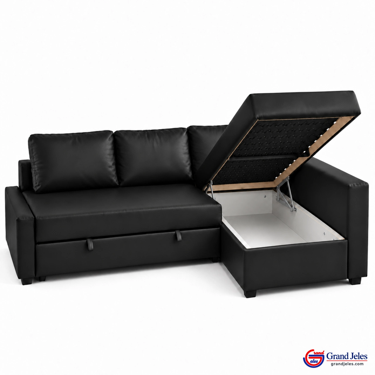 Black Faux Leather Sofa Bed – IKEA Friheten - Image 8