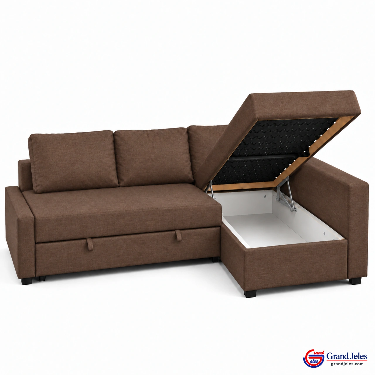Storage Open Brown Sofa Bed IKEA Friheten sectional with hidden chaise storage compartment open