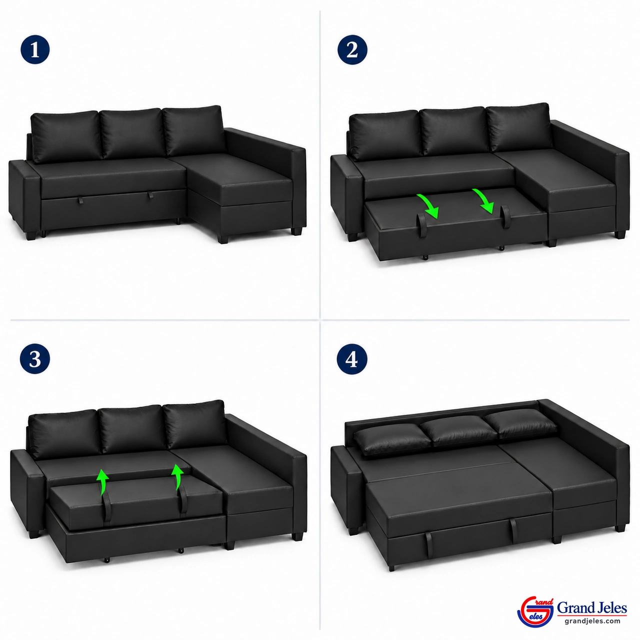 Black Faux Leather Sofa Bed – IKEA Friheten - Image 9
