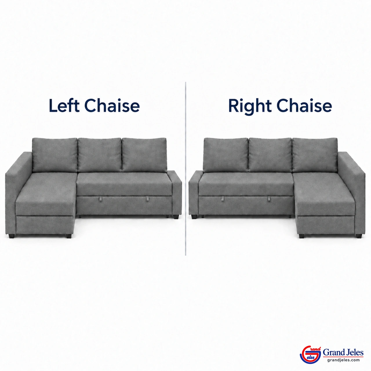 Left / Right Chaise Standard Gray (Normal Gray) Sofa Bed IKEA Friheten sectional showing left and right chaise configurations