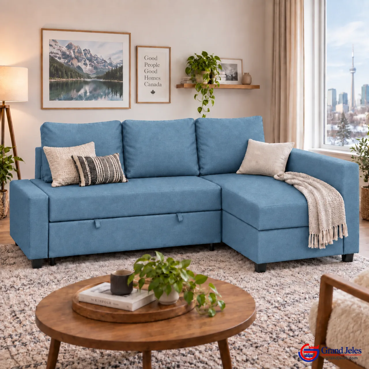 Blue Sofa Bed – IKEA Friheten - Image 3