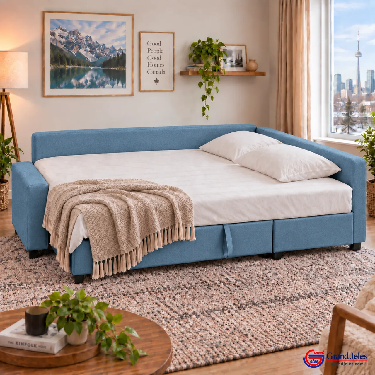 Blue Sofa Bed – IKEA Friheten - Image 4