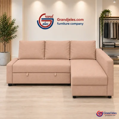 Workshop Refurbished Blush Pink Sofa Bed IKEA Friheten sofa bed at the Grand Jeles workshop