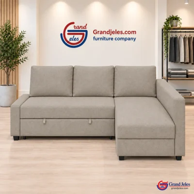 Workshop Refurbished Dark Beige Sofa Bed IKEA Friheten sofa bed at the Grand Jeles workshop