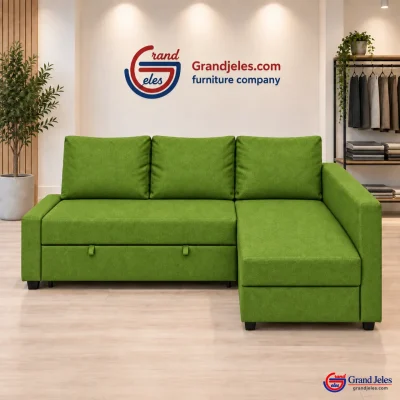 Workshop Refurbished Green Sofa Bed IKEA Friheten sofa bed at the Grand Jeles workshop