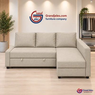 Workshop Refurbished Light Beige Sofa Bed IKEA Friheten sofa bed at the Grand Jeles workshop