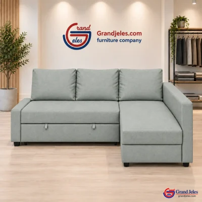 Workshop Refurbished Light_Green Sofa Bed IKEA Friheten sofa bed at the Grand Jeles workshop