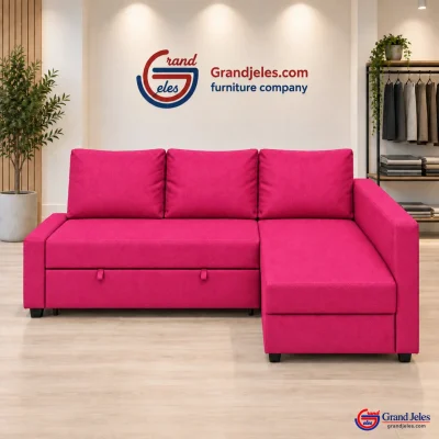 Workshop Refurbished Pink Sofa Bed IKEA Friheten sofa bed at the Grand Jeles workshop