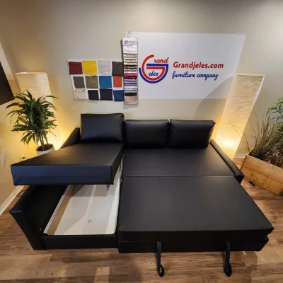 Black Faux Leather Sofa Bed – IKEA Friheten