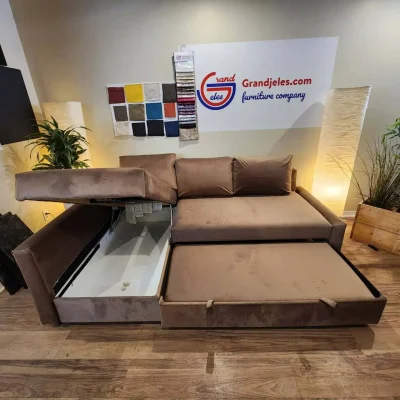 Dark Beige Velvet Sofa Bed – IKEA Friheten